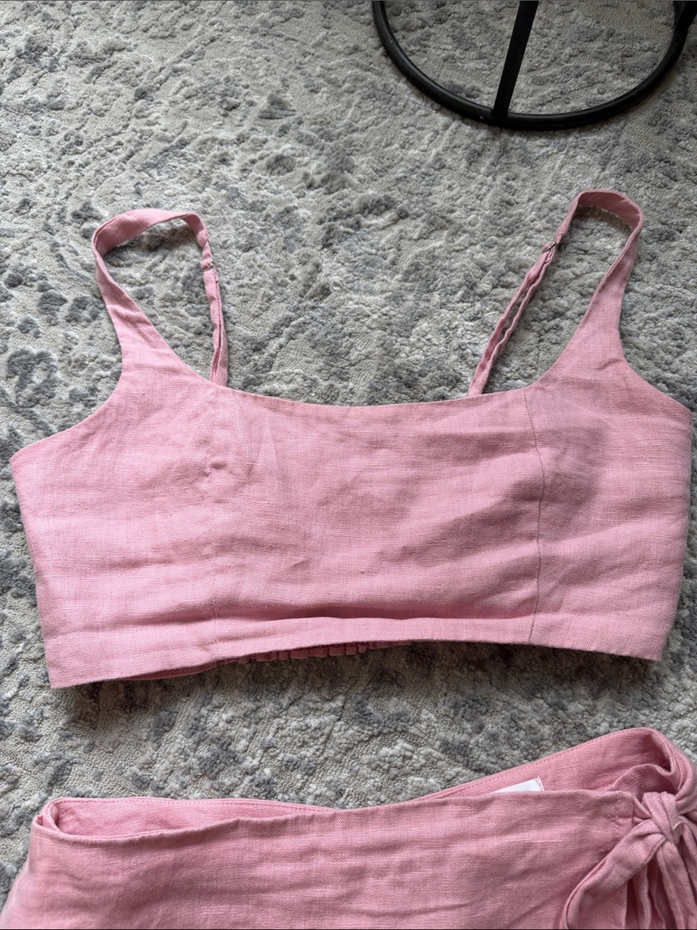 Reformation Sz 4 France Linen Two Piece Pink Mini Skort and Crop Top set - Picture 7 of 16